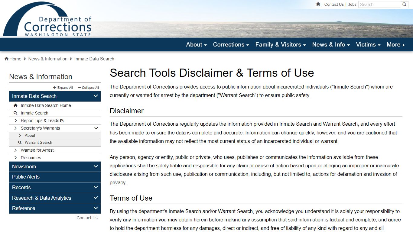 Search Tools Disclaimer & Terms of Use | Washington State Department of ...
